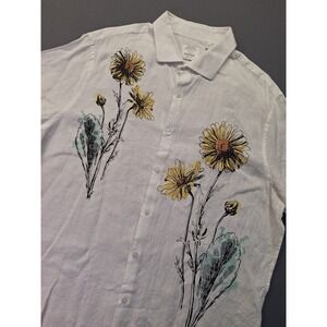 Baird Mcnutt Murano 100% Linen Shirt Mens 2XL Slim Fit Flower Daisy Print XXL